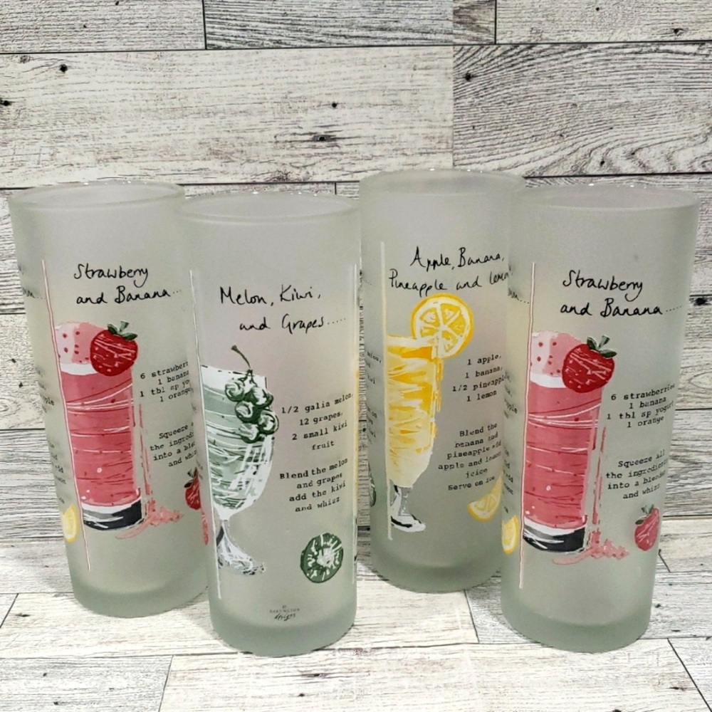 Fruit-Themed Frosted Glass Set